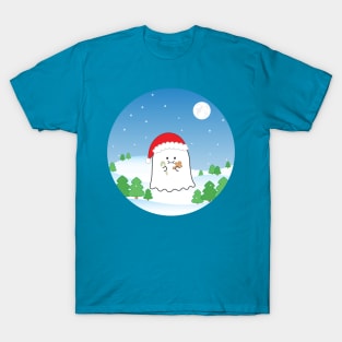 Gordie the Ghost (snowy Christmas) | by queenie's cards T-Shirt